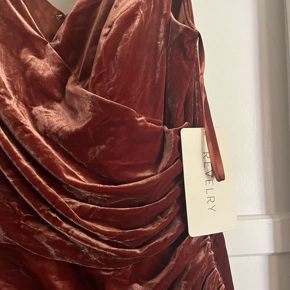 NWT Revelry Dawson Terra Cotta Velvet Dress - Bridesmaid or MoB - Picture 9 of 13